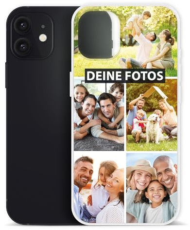 PR Print Royal Personalisierte Handyhülle für Apple iPhone 12 Mini Clear - zum selbst gestalten mit Foto-Collage für 5 Fotos - Handyhüllen iPhone 12, Silikon Transparent | Fotogeschenk