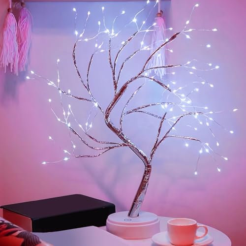 WIYETY LED Lichterbaum, 108 LED Baum Lampe, Baum Licht Weiß, LED Baum Lichter mit Verstellbare Äste, Bonsai Licht Deko Dekobaum Belichtet, Dekobaum Lichter Innen (USB/Batteriebetrieben)