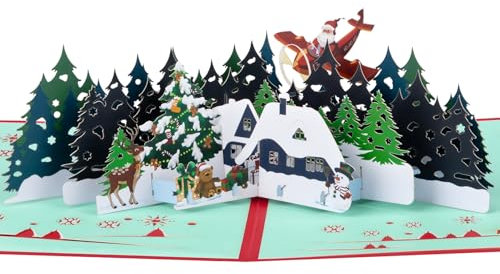 GREETING ART Weihnachtskarten, Karte 3D Pop Up Grußkarte mit Weihnachtswald, Weihnachtskarten Pop Up, 3D Weihnachtskarte, Geschenk für Weihnachten