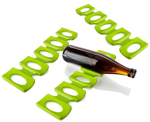com-four® 3x Flaschenhalter Kühlschrank – Silikon Flaschenablage faltbar, Bierhalter & Dosenhalter, Getränke Organizer für Kühlschrank, Weinregal Stapelhilfe für Flaschen & Dosen, rutschfest (grün)
