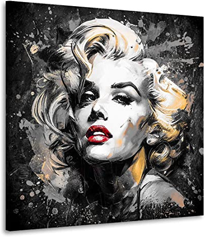 Kunstgestalten24 Leinwandbild Marilyn Monroe Abstrakt Black Art Wandbild Leinwand Wanddeko Wandekoration Deko Bilder Modern Art Bild Kunstwerk Canvas Hochwertiger Kunstdruck