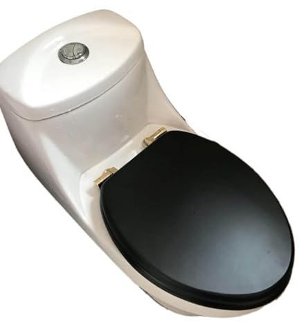 Soft Close Toilet Seat Toilet Seat, Pure Solid Wood Toilet Seat, Bamboo Thicken Toilet Seat,Universal Toilet Seat Slow Close,Stainless Steel Fittings,Quick-Release(Black Solid Wood)