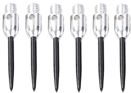 jdstty Set mit 6 Stück Dartpfeilen mit Stahlspitzen, Konverter, 2BA-Gewinde, passend für Steeldarts und Dart-Zubehör mit weicher Spitze, Schwarz + Silber