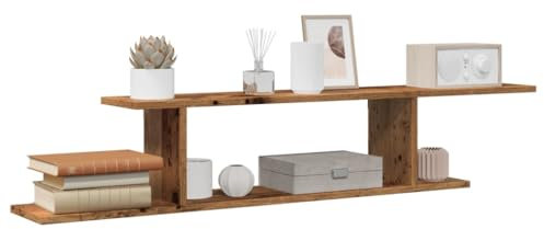 LAPOOH TV-Wandregal Altholz-Optik 125x18x23 cm Holzwerkstoff, Schweberegal, Regal Wand, Bücherregal, Hängeregal, Regalbrett, Küchenregal, Wandboard - 856574