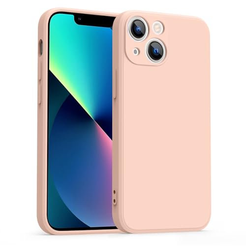 Meliya Coque Compatible pour iPhone 13 Mini 5.4”, Étui en Silicone avec Doublure en Microfibre Souple, Conception Spéciale de Bord Droit, Rose