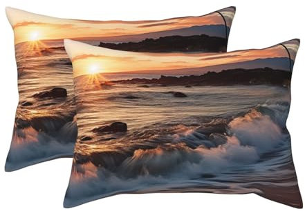 Kissenbezüge in Standardgröße mit Hotelverschluss, weich, atmungsaktiv, für Haar und Haut, 50,8 x 66 cm, Kissenbezüge zum Schlafen, Geschenk, Bett, Strand, Maui, Hawaii, Sonnenuntergang, 2 Stück