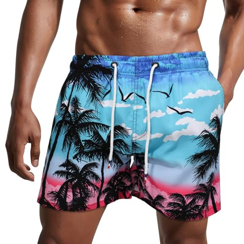Danfiki Herren Badehose Schnelltrocknend Badeshorts Kurzen Strandhose Sporthose Schwimmhose mit Meshfutter
