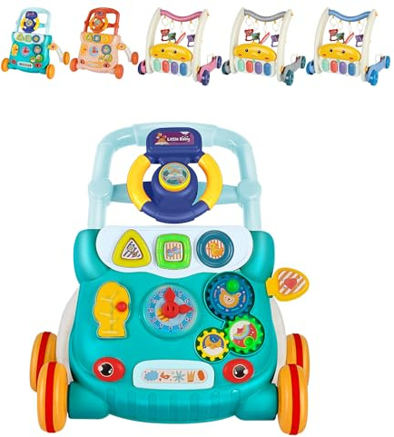 XUANYU Lauflernhilfe für Babys, faltbar, Lauflernhilfe für Babys, Jungen oder Mädchen, ab 6 Monaten, abnehmbares Lernbrett, zusammenklappbarer Laufwagen, Push Spielzeug für Kleinkinder (Grün I)