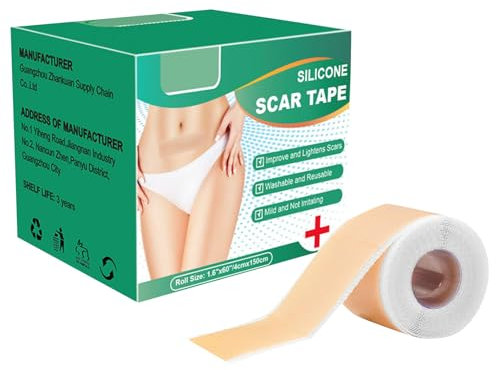 Silikon Narbenpflaster,Scar Tape,Silikonpflaster für Narben,Wiederverwendbare Narbentape für Narbenpflege Nach Operation, Narbenstreifen Geeignet für Verbrennungen,Narben und Akne(4 * 150cm)