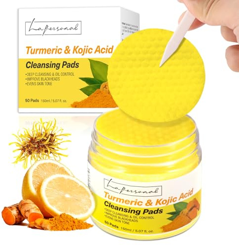 LA.PERSONAL Natürlich Kurkuma Peeling Pads Sanfte Peeling 50pcs | Abschminkpads, Gleicht Hautton Tiefenreinigung Poren Gesichtspads, für Mitesser & Akne Feuchtigkeit, für Alle Hauttypen
