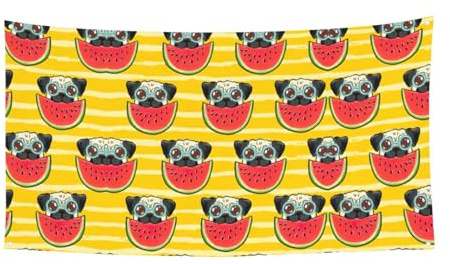 Divertida pancarta festiva de Holloween con estampado de sandía taurina francesa, cartel para celebraciones, fácil de colgar con cuerdas, 1 paquete