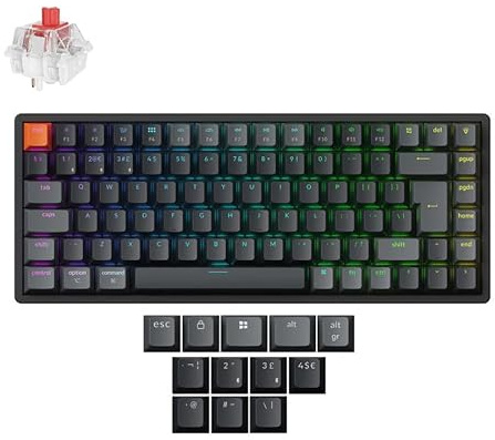 Keychron K2 Version 3 - Layout Italiano ISO, Hot-Swappable RGB Red Switch - Wireless QMK, Alluminio, PBT Shine-Through per Mac/Windows
