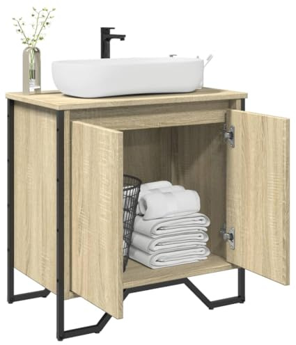 LLEZKBR Möbelsets Badmöbel Sets Badezimmer Waschbecken Schrank Sonoma Eiche 60x35x60cm Holzwerkstoff