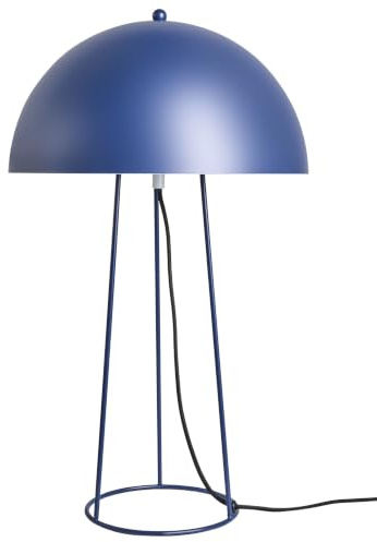 Tischlampe Metall blau halbrunder Schirm 2-flammig 52 cm hoch modern Mopan