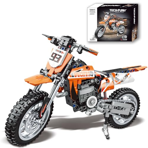NAFONRU Motorcycle Building Blocks Set, Technic Motorcycle 1:8 Scale Collectible Model Kit, STEM Building Toy Bricks Set for Boys Teens Adults, Display Gift for Motorcycle Fans (434 PCS)