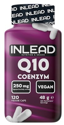 INLEAD - Q10 Coenzym 250mg | Hochdosiertes Ubichinon mit Vitamin E & schwarzem Pfefferextrakt | Vegan, Glutenfrei & Laktosefrei - 120 Kapseln