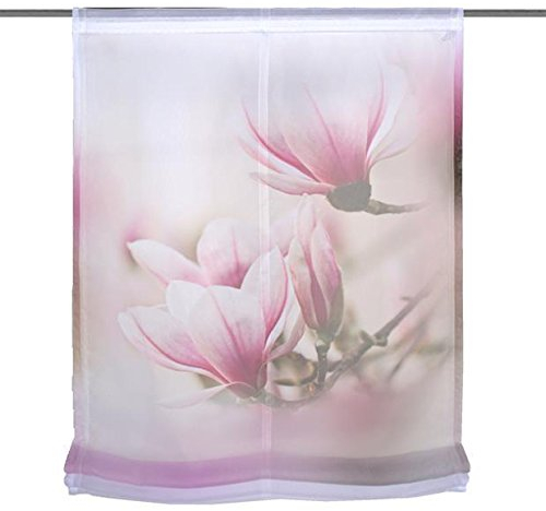 Home Wohnideen Raffrollo Voile Digitaldruck Magnene 1 teilig 140 x 60 cm Rose