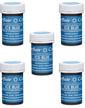 Sugarflair Spectral Ice Blue Food Colouring Paste, Highly Concentrated for Use with Sugar Pastes, Buttercream, Royal Icing or Cake Mix, Vibrant Colour Dye - 25g (Pack of 5)