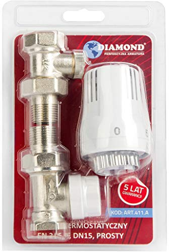 Markenlos Set: Thermostatkopf + Thermostatventil + Rücklaufverschraubung (Durchgang)