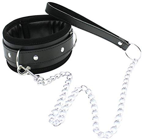 Jerbro 1 Stk. Halsband Erwachsene Sex Spielzeug Flirt SM Halsband-Geschirr mit Leine Ketten Schwarz (BDSM01)
