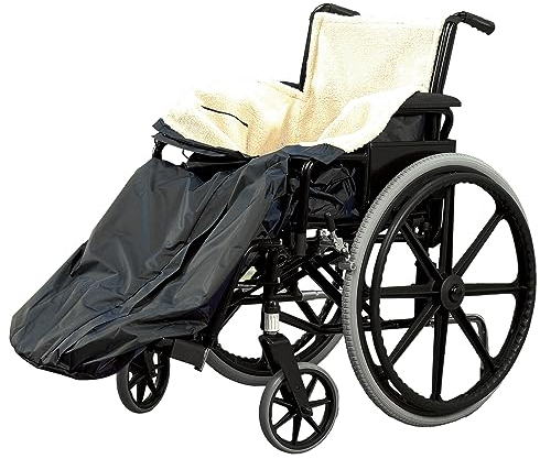 Bramble Schlupfsack für Rollstuhlfahrer Erwachsene Winter (Schwarz), Rollstuhldecke mit Innentasche - Gefütterter Regenschutz Fußsack
