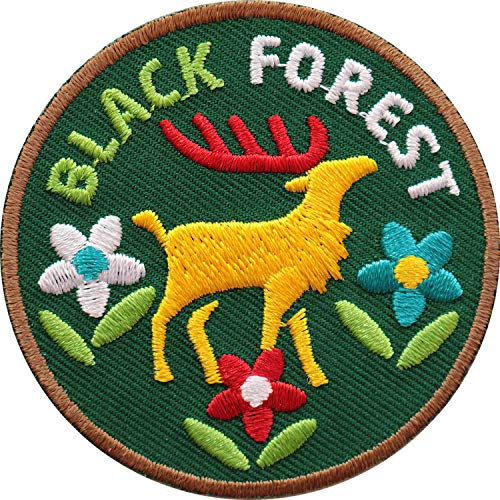 2 x Schwarzwald Black Forest Abzeichen 60 mm/hochwertig gestickte Aufnäher Aufbügler Sticker Wappen Patches für Kleidung Mode Fashion Taschen Rucksack/Hirsch Geweih Hirschgeweih Naturpark