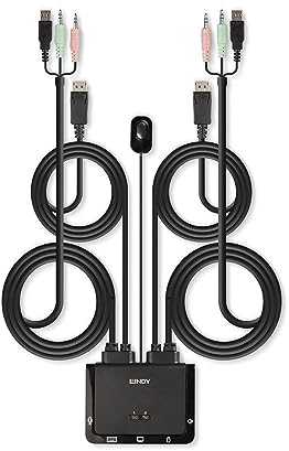 LINDY 2 Port DisplayPort 1.2, USB 2.0 & Audio Cable KVM Switch