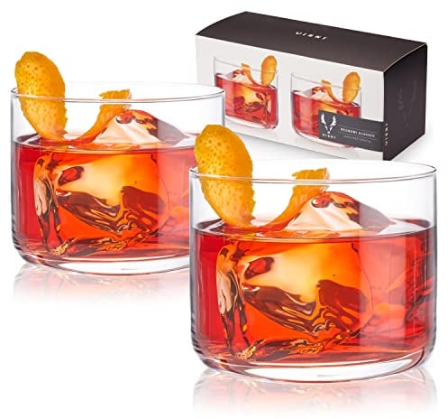 Viski Crystal Negroni-Tumblers, 2er-Set, bleifreies Premium-Kristallglas, Stylische Lowball-Cocktailgläser, Cocktailgläser-Geschenkset, 8 Unzen (237 ml)