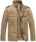 WenVen Homme Veste Style Militaire Printemps Coupe-Vent Veste Zippée Veste Cargo Classique en Coton Manteau Décontracté Casual Blouson Multipoches Kaki 3XL