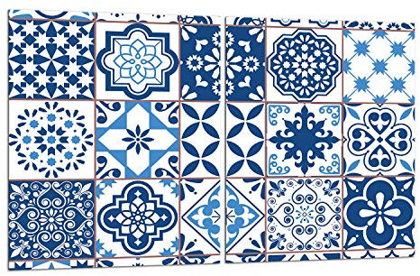 TMK ArtDeko Herdabdeckplatte 2 Teilig 2x40x52 cm - Spritzschutz Herdabdeckung – Herdschutz aus Sicherheitsglas – Robust, Hygienisch & Rutschfest– Schutz für Induktion, Ceran, Gas & Elektro