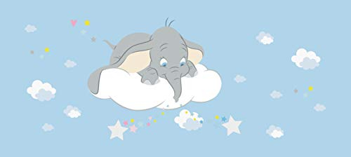 AG Design Dumbo in The Clouds Disney Fleece Photo Wallpaper for Children's Bedroom 202 x 90 cm FTDN H 5389, Blue, 2W x 0.9L m