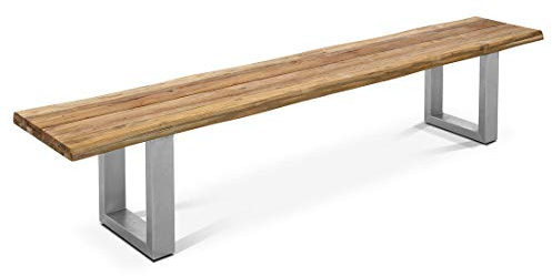 OUTLIV. Gartenbank Ascona, Wetterfeste Bank aus Edelstahl & recyceltem Teak, Robuste Outdoor-Sitzbank für Garten & Terrasse, Langlebig & Pflegeleicht, 200 cm