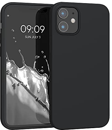 kwmobile Hülle kompatibel mit Apple iPhone 12 Mini Hülle - weiches TPU Silikon Case - Cover geeignet für kabelloses Laden - Schwarz matt