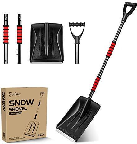 YARNOW 43 Collapsible Shovel with D-Grip Handle, Detachable Four-Piece Construction Snow, Sand, Mud Removal Tool for Car, Camping, Garden, and Other Outdoor Activities