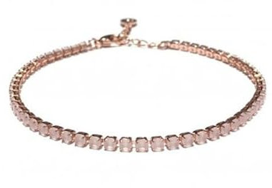 MAISON GIOIELLI FIRENZE - OHANA Bracciale Tennis in Metallo Placcato Oro e Zirconi Colorati, Bracciale Opali, Chiusura Moschettone Ipoallergenico Antigraffio e Waterproof (oro rosa, rosa opaco)