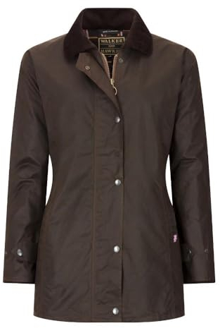 WALKER AND HAWKES - Victoria - Damen Country-Jacke gewachst - für die Jagd geeignet klassischer Stil - Braun - EU 36 (UK 8)