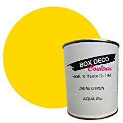BOX DECO COULEURS Peinture meuble bois intérieur à base d'acrylique aspect velours-satin Aqua Bois - 750 ml / 9m², Jaune Citron