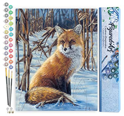 Figured'Art Peinture par Numéro Adulte Renard dans la neige - Activité Manuelle Kit de Loisir Créatif DIY Numéro d'Art Complet - 40x50cm sans châssis en bois