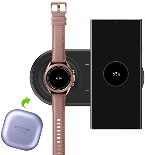 3 in 1 Wireless Charging Station,BAMEEY Samsung Wireless Charger, Samsung Charging Station for S22/21/20,Samsung watch charger for 5/5pro/4/3/Active2 and Galaxy buds, Samsung Duo Wireless Charger Pad
