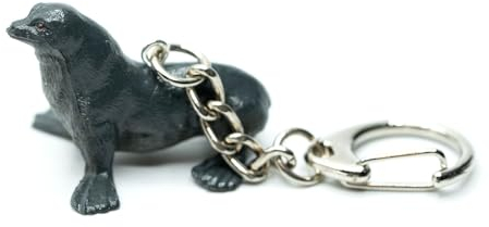 Miniblings Robbe Schlüsselanhänger Seehund dunkelgrau - Handmade Modeschmuck I Anhänger Schlüsselring Schlüsselband Keyring