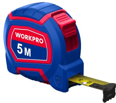 WORKPRO WP261009 5Mx19mm/16Ft. Nylonummanteltes gelbes Stahlbandmaß