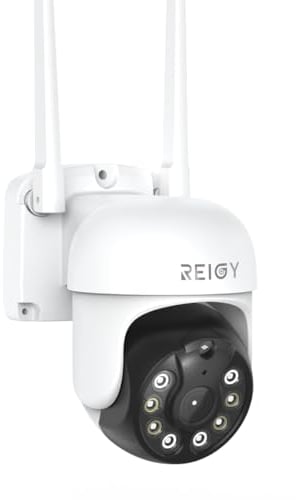 REIGY 5MP Telecamera IP WIFI Esterno 360 Gradi, PT Videocamera Sorveglianza da Esterno Impermeabile Super Night Vision Allarme APP Compatibile con iOS/Android