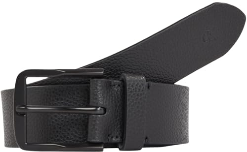 Calvin Klein Jeans Herren Gürtel Classic Flat aus Leder, Schwarz (Black/Black), 100 cm