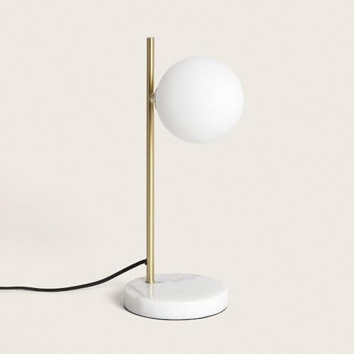 LEDKIA LIGHTING - Tischlampe Lune | Metall- und Glasdesign | Für Wohnzimmer, Schlafzimmer, Esszimmer | Zweifarbiger Opalglas-Lampenschirm | G9-Fassung, Weiß, Glas