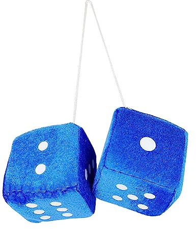 Luckxing Plüschwürfel EIN Paar Aufhängen Fuzzy Plüsch Würfel Mit Punkten 7 cm Fuzzy Dice Hanging Charm Auto Rückspiegel Hanging Zubehör Für Auto Dekoration Für Auto Innen Ornament Dekoration
