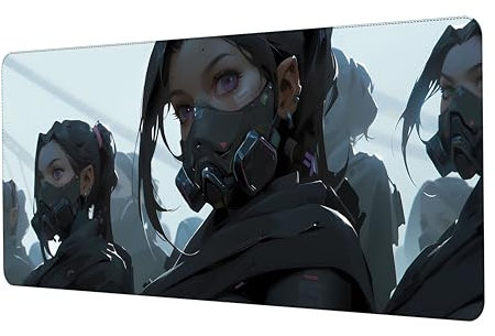 ProbTis Cyberpunk Mouse Pad, Large Anime Style Gaming Mouse Pad, 31.5”x11.8”, Non-Slip Rubber Base