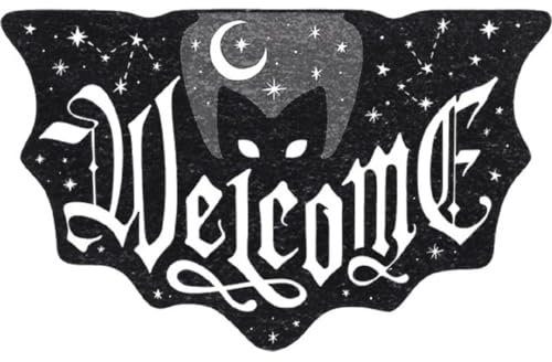 Ro Rox Welcome Cat Doormat Bat Shaped Gothic Nonslip Décor Rug Halloween Indoor Outdoor