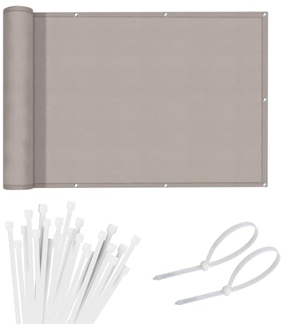 Sunnylaxx Balkon Sichtschutz 70x600 cm Balkonumspannung,Balkonabdeckung PES, Wind- und UV-Schutz,Benutzerdefinierte Taupe