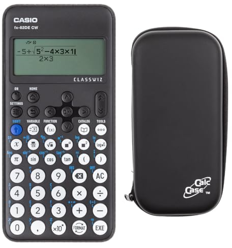 Taschenrechner FX-82 DE ClassWiz - Schultaschenrechner mit Schutztasche CalcCase Tiny L - Robuster wissenschaftlicher Taschenrechner für Schule - Zuverlässiger Schulrechner, schwarz