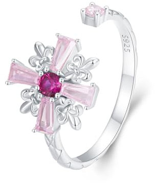 Teleye Offener Iris-Kreuz-Ring aus 925er-Sterlingsilber für Damen, BSR526-E